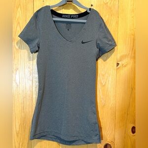 Gray Women's Short Sleeve Nike Pro Dri-fit Top